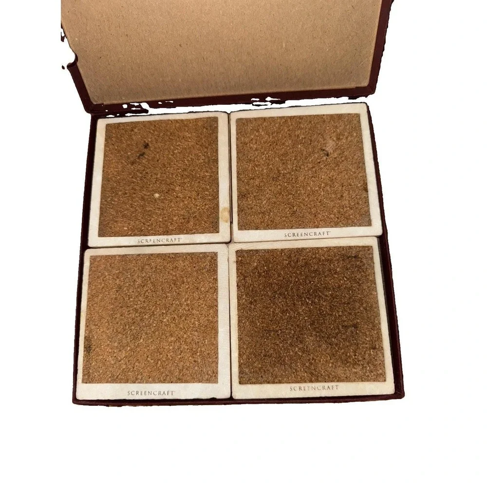 Set Of 4 Yale University Marble Coasters